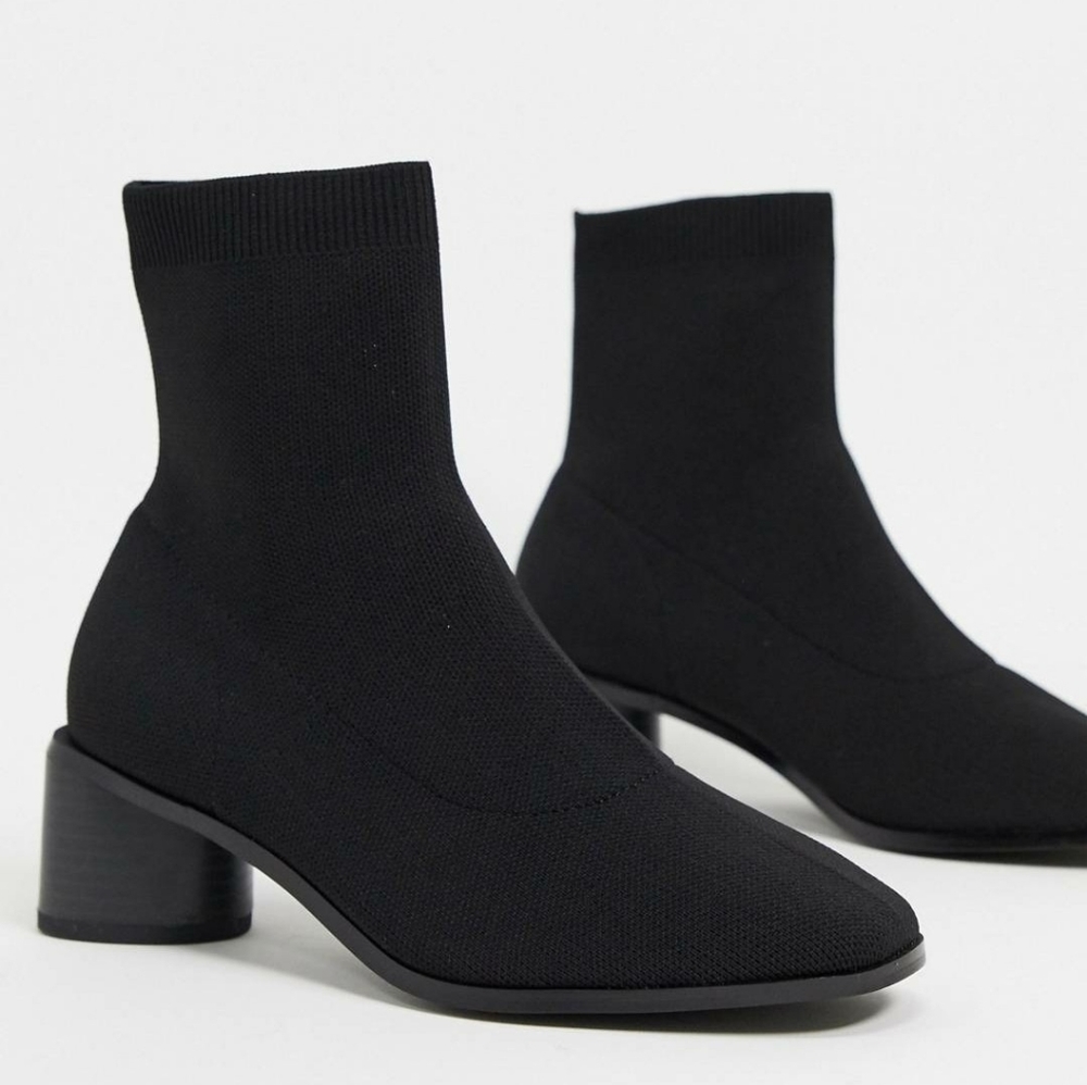 Asos Wide Fit Knitted Heeled Sock Boots